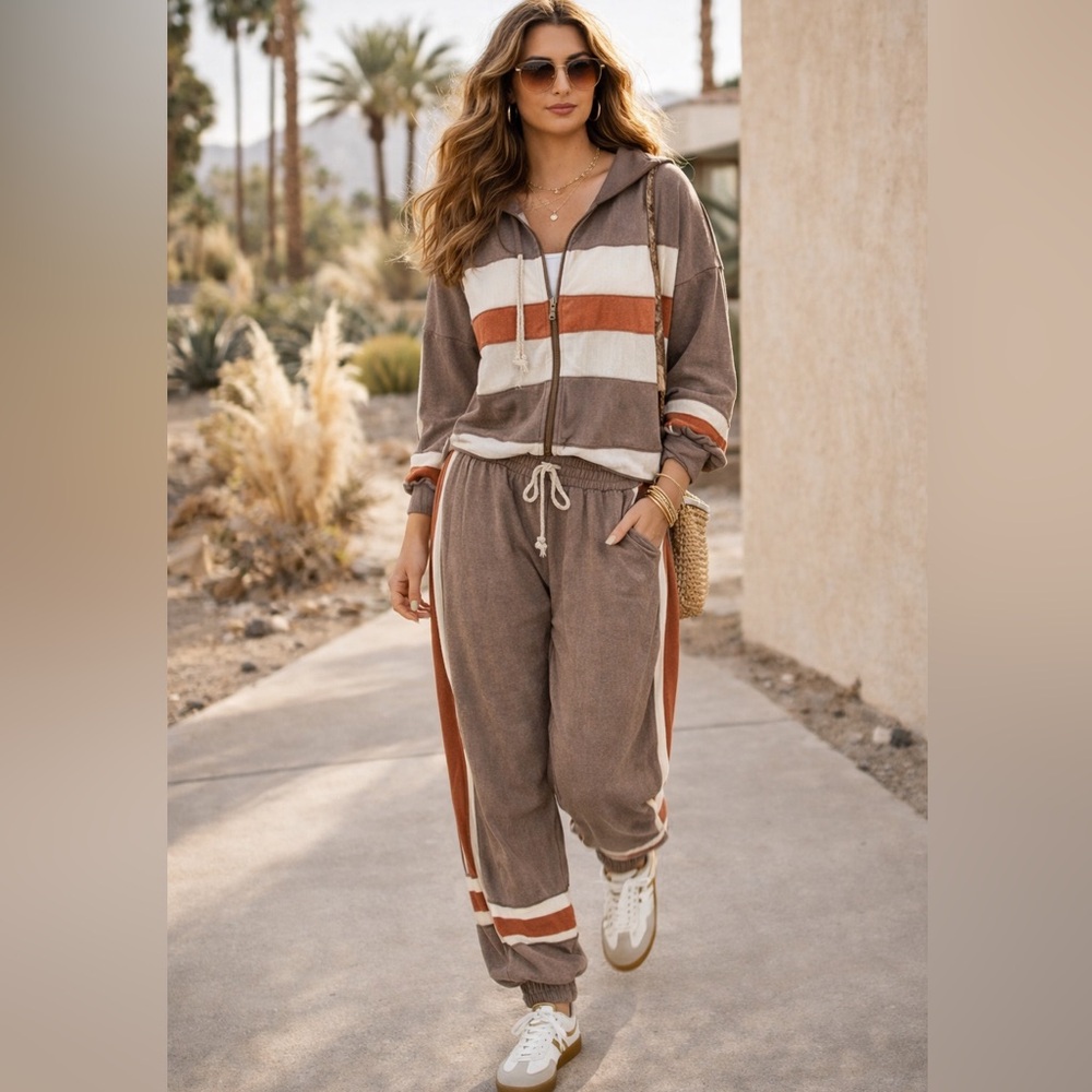 🆕 SET POL Gauze DISTRESSED Set in Stylish Canyon Crest Color- grayish-brown NWOT